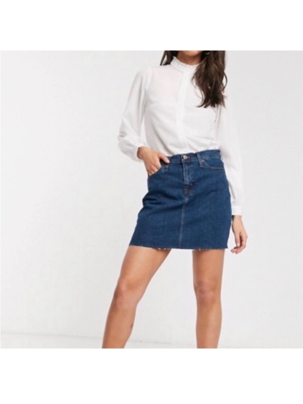 J. Crew Mercantile Blue Jean Raw Hem Denim Skirt Size 0 NWT